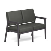 OfficeSource Aiden 2-Seater with Half Arm - Coastal Gray Frame - Smoke PU Leather