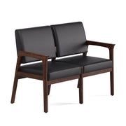OfficeSource Aiden 2-Seater with Half Arm - Mocha Frame - Black PU Leather