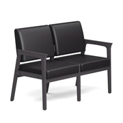 OfficeSource Aiden 2-Seater with Half Arm - Coastal Gray Frame - Black PU Leather