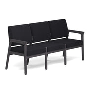 OfficeSource Aiden 3-Seater with Half Arm - Coastal Gray Frame - Black Fabric