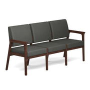 OfficeSource Aiden 3-Seater with Half Arm - Mocha Frame - Smoke PU Leather