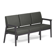 OfficeSource Aiden 3-Seater with Half Arm - Coastal Gray Frame - Smoke PU Leather