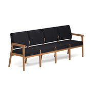 OfficeSource Aiden 4-Seater with Half Arm - Natural Frame - Black Fabric