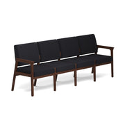 OfficeSource Aiden 4-Seater with Half Arm - Mocha Frame - Black Fabric