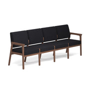 OfficeSource Aiden 4-Seater with Half Arm - Modern Walnut Frame - Black Fabric