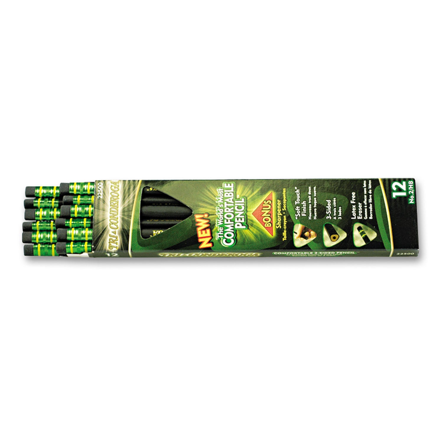 Tri-Conderoga™ 3-Sided Pencils with Sharpener, Pack of 12