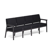 OfficeSource Aiden 4-Seater with Half Arm - Coastal Gray Frame - Black Fabric