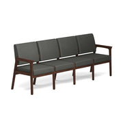 OfficeSource Aiden 4-Seater with Half Arm - Mocha Frame - Smoke PU Leather