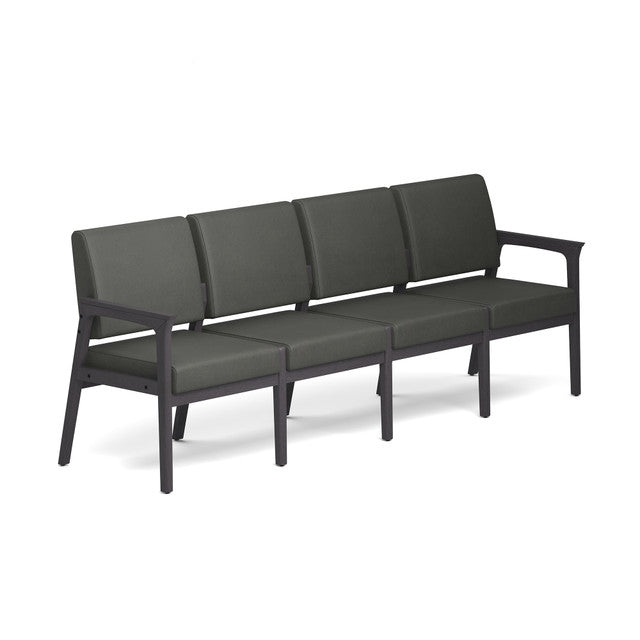 OfficeSource Aiden 4-Seater with Half Arm - Coastal Gray Frame - Smoke PU Leather