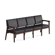 OfficeSource Aiden 4-Seater with Half Arm - Mocha Frame - Black PU Leather