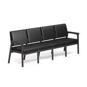 OfficeSource Aiden 4-Seater with Half Arm - Coastal Gray Frame - Black PU Leather