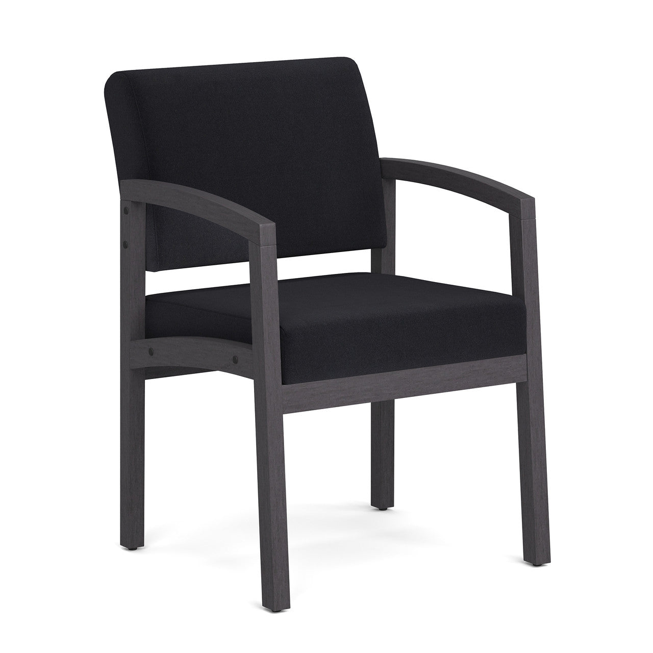 OfficeSource Baker Single Seat with Full Arm - Coastal Gray Frame - Black Fabric
