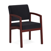 OfficeSource Baker Single Seat with Full Arm - Mahogany Frame - Black Fabric