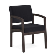 OfficeSource Baker Single Seat with Full Arm - Espresso Frame - Black Fabric