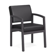OfficeSource Baker Single Seat with Full Arm - Coastal Gray Frame - Black PU Leather