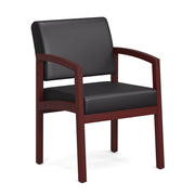 OfficeSource Baker Single Seat with Full Arm - Mahogany Frame - PU Leather