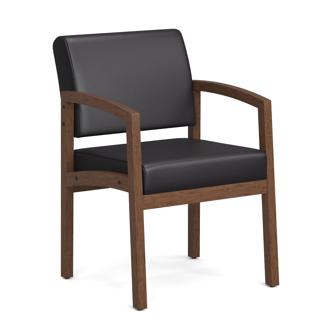 OfficeSource Baker Single Seat with Full Arm - Modern Walnut Frame - PU Leather