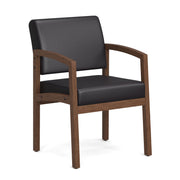 OfficeSource Baker Single Seat with Full Arm - Modern Walnut Frame - PU Leather