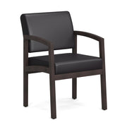 OfficeSource Baker Single Seat with Full Arm - Espresso Frame - Black PU Leather