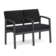 OfficeSource Baker 2-Seater with Full Arm - Coastal Gray Frame - Black Fabric