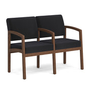 OfficeSource Baker 2-Seater with Full Arm - Modern Walnut Frame - Black Fabric