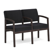 OfficeSource Baker 2-Seater with Full Arm - Espresso Frame - Black Fabric