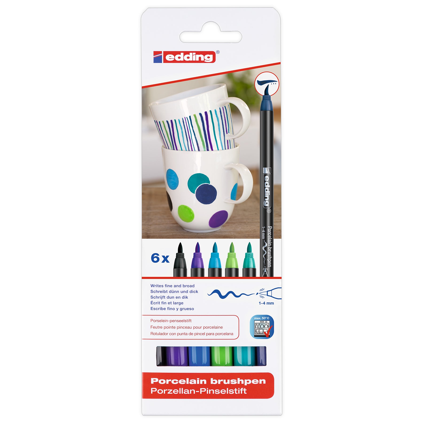 edding 4200 Porcelain Brush Pen - Set of 6 - Cool