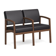 OfficeSource Baker 2-Seater with Full Arm - Modern Walnut Frame - PU Leather