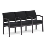 OfficeSource Baker 3-Seater with Full Arm - Coastal Gray Frame - Black Fabric