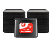 Trays - 125 count, 9"x11" foam, Black