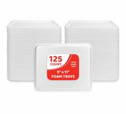 Trays - 125 count, 8.25"x5.75" foam, White