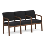 OfficeSource Baker 3-Seater with Full Arm - Modern Walnut Frame - Black Fabric