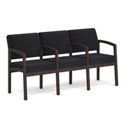 OfficeSource Baker 3-Seater with Full Arm - Espresso Frame - Black Fabric
