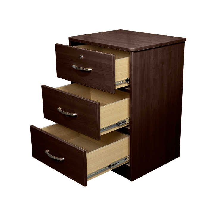 Three Drawer Nightstand, Mahogany, 1pc/cs