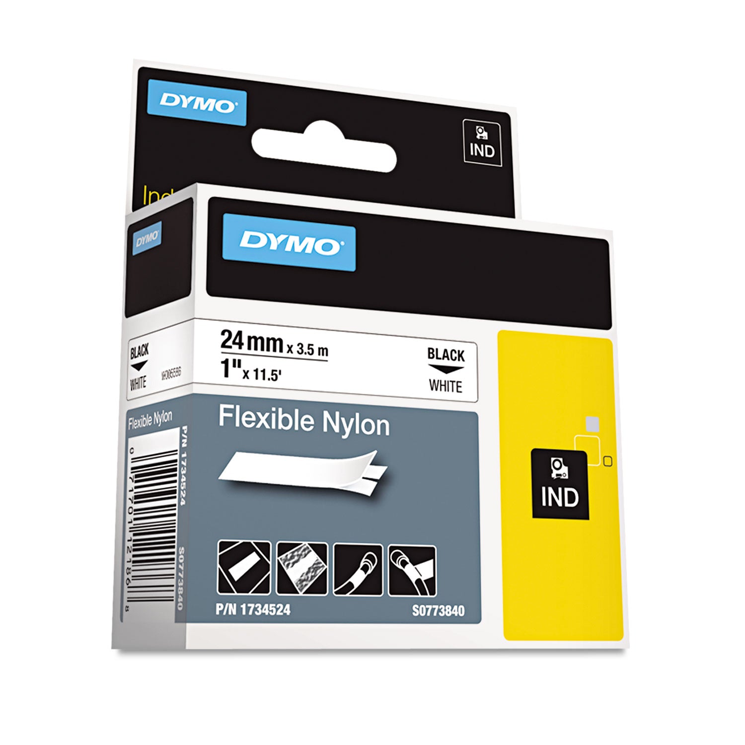 15/16" Width x 11 1/2 ft Length - Rectangle - Thermal Transfer - White - Nylon - 1 Each