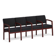 OfficeSource Baker 4-Seater with Full Arm - Mahogany Frame - Black Fabric