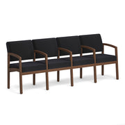 OfficeSource Baker 4-Seater with Full Arm - Modern Walnut Frame - Black Fabric