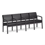 OfficeSource Baker 4-Seater with Full Arm - Coastal Gray Frame - Black PU Leather