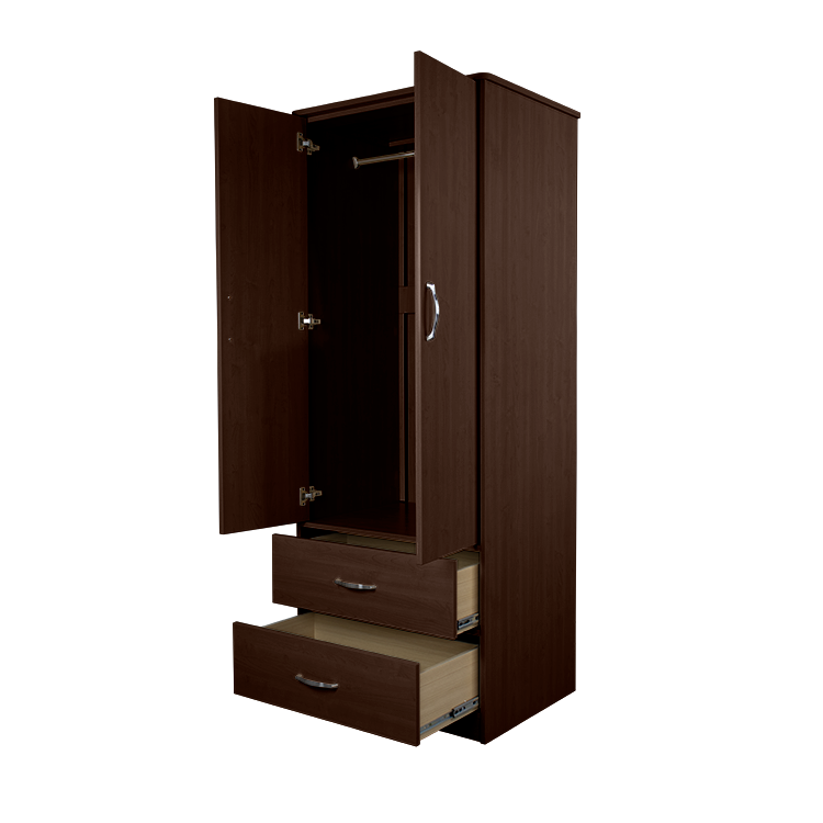 Two Door / Two Drawer Wardrobe, Mahogany, 1pc/cs