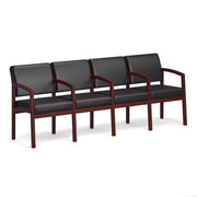 OfficeSource Baker 4-Seater with Full Arm - Mahogany Frame - PU Leather