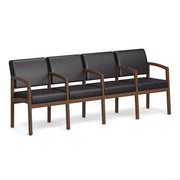 OfficeSource Baker 4-Seater with Full Arm - Modern Walnut Frame - PU Leather