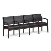 OfficeSource Baker 4-Seater with Full Arm - Espresso Frame - Black PU Leather