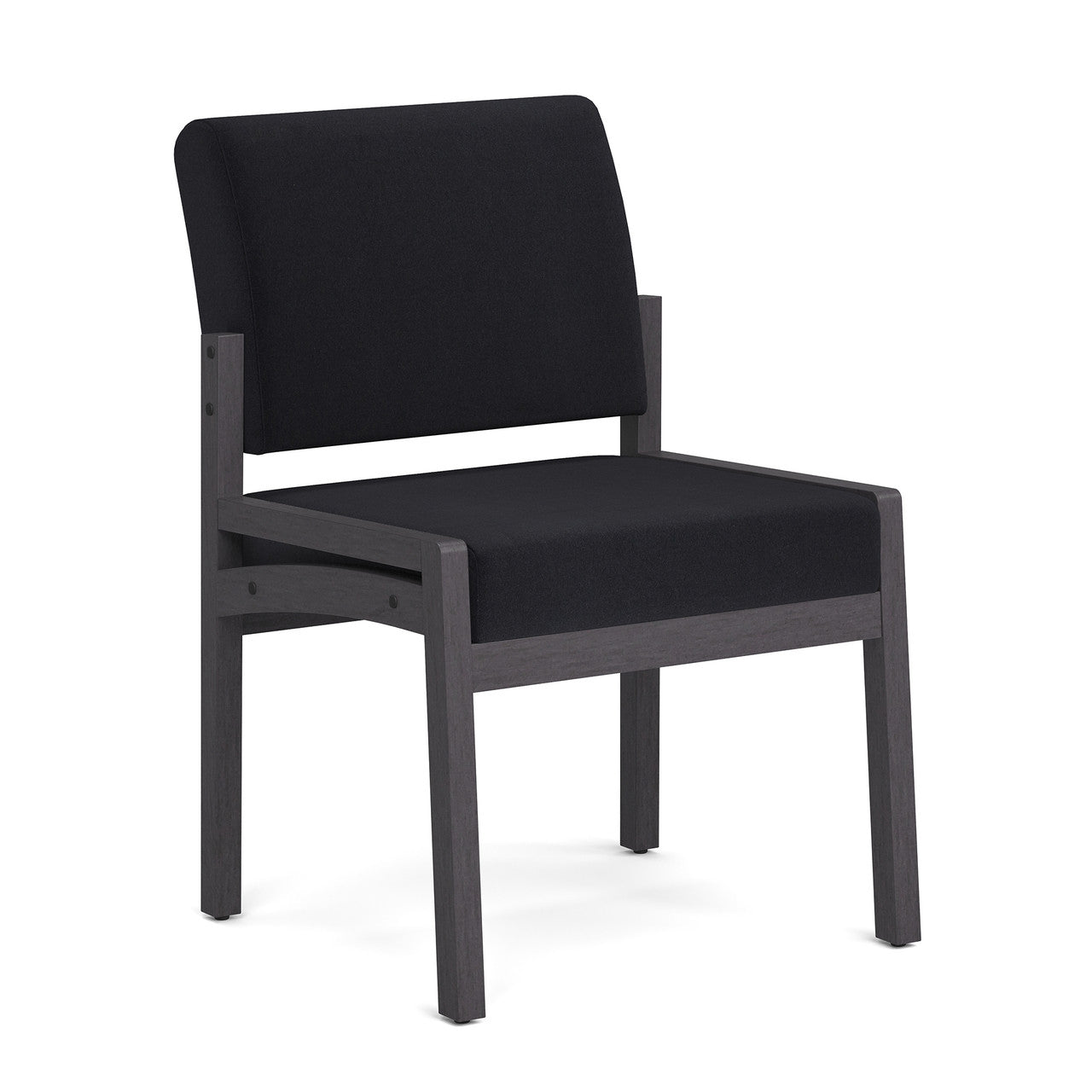 OfficeSource Baker Single Seat with Half Arm - Coastal Gray Frame - Black Fabric