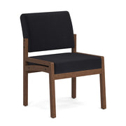 OfficeSource Baker Single Seat with Half Arm - Modern Walnut Frame - Black Fabric