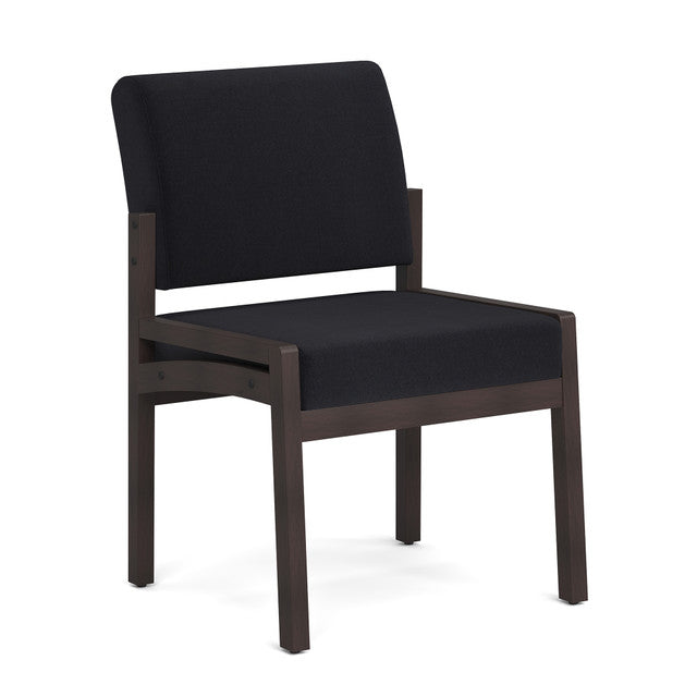 OfficeSource Baker Single Seat with Half Arm - Espresso Frame - Black Fabric