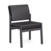 OfficeSource Baker Single Seat with Half Arm - Coastal Gray Frame - Black PU Leather
