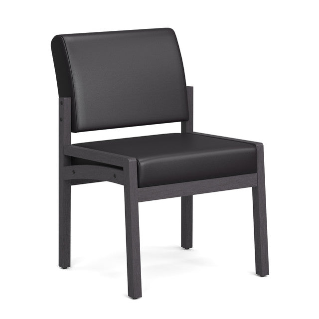 OfficeSource Baker Single Seat with Half Arm - Coastal Gray Frame - Black PU Leather