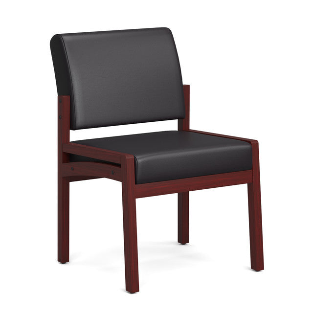 OfficeSource Baker Single Seat with Half Arm - Mahogany Frame - PU Leather
