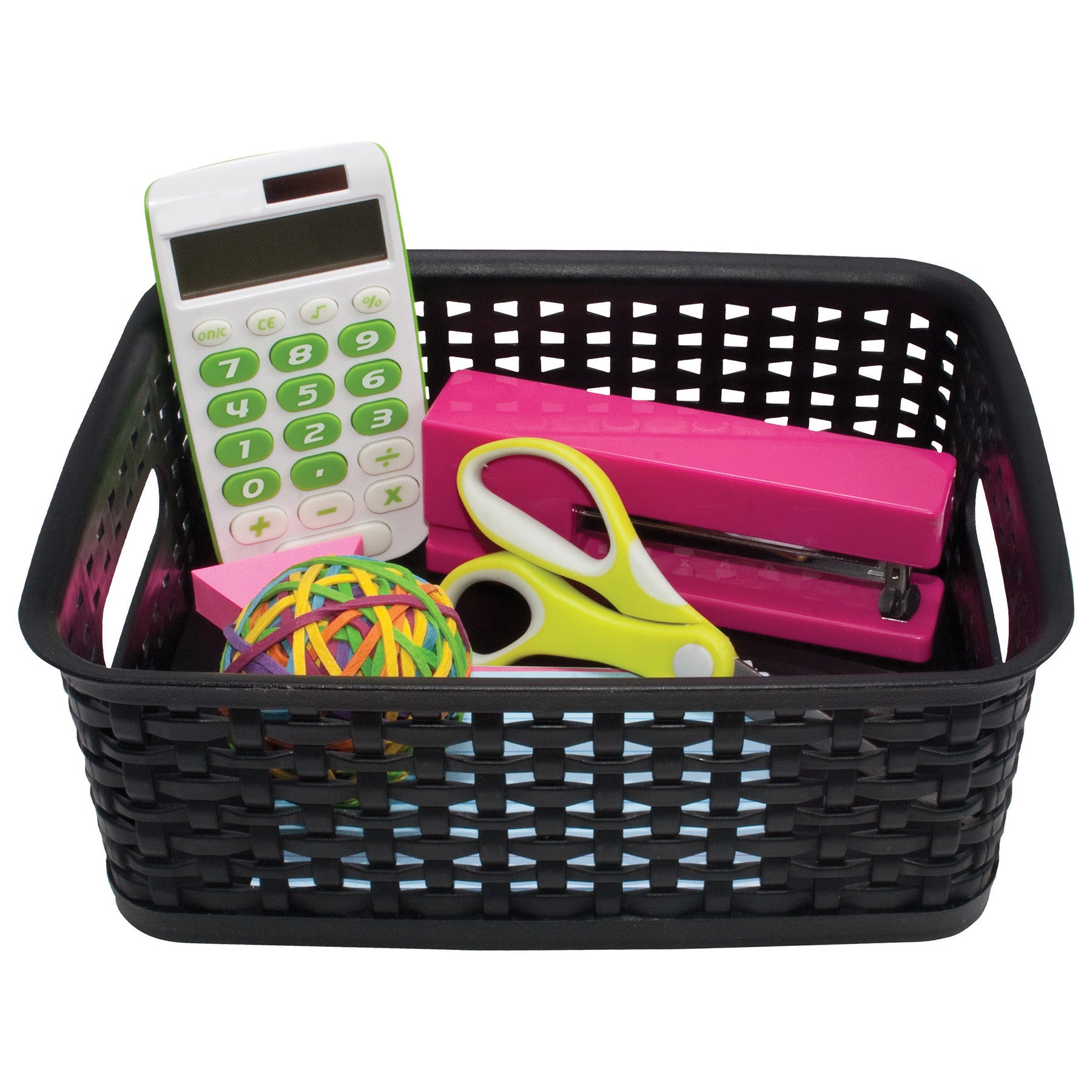 Black Plastic Weave Bins, Small, Pack of 3