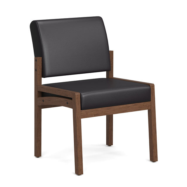 OfficeSource Baker Single Seat with Half Arm - Modern Walnut Frame - PU Leather